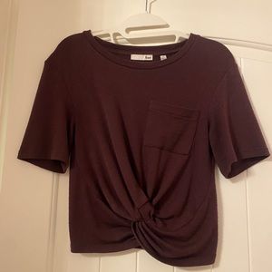 Aritzia wool dark plum crop top
